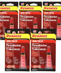 Red High Strength Thread Locker for Large Fasteners 0.20 Oz Bottle 5 Pack Permanent Anaerobic Lock That Stays Put Against Vibration and Solvents