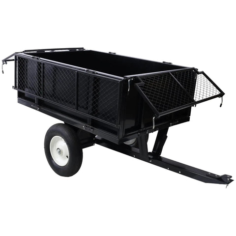 Beefed Up Heavy Duty Steel Dump Cart For Trailers 750 Lbs Capacity 22 Cubic Feet With 2 In 1 Dumping System side view
