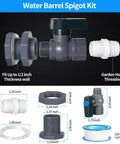 Rain Barrel Spigot Kit For Water Barrels PVC 3/4 Inch Spigot With Bulkhead Fitting Hose Adapter And Thread Seal Tape