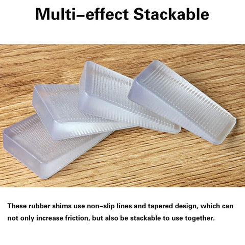 Stackable clear plastic wedge shims with non-slip texture for leveling furniture and uneven floors, part of Clear 8 Pack Shims For Leveling Furniture Doors And Floors Trimmable Plastic Wedge Shims For Tables Toilets And Cabinets Rubber Texture Leveler Wedges With Adjustable Heights From 2mm To 10mm So You Can Fix Uneven Surfaces Easily
