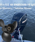 OEM Aluminum Boat Outboard Propeller 9.75 Inch Diameter 9.5 Inch Pitch 10 Spline Teeth Right Hand Rotation 3 Blade Upgrade