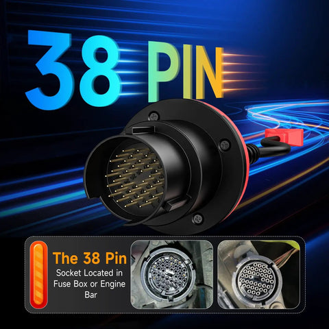 Mercedes Benz 38 Pin To 16 Pin OBDII Connector Adapter For Pre 2001 Cars cable with close-up of 38-pin socket for Benz