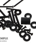 Heavy Duty Tv Mounting Hardware Kit With Wall Mount Standoffs And Screws For Home And Office Use Includes Metal Corner Brackets And Universal Fit For Secure Quick Installation And Hassle Free Setup. Black screws and washers on white background