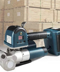 Pro Grade Portable Electric Strapping Machine And Heavy Duty Pallet Baler Kit with digital display and ergonomic handle, for efficient packaging.