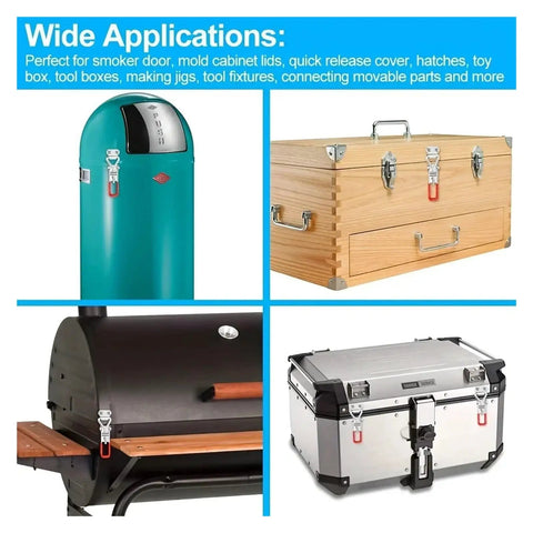 Five Piece Adjustable Toggle Clamp Latches Heavy Duty Holding Clamps For Smoker Lid Jig Tool Box Case Pull Latch With Secure Closure And Stable Clamping During Bumps And Vibration on smoker, toolbox, and case