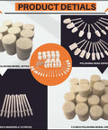 XUPYNAR 100-piece polishing buffing wheel set for Dremel with 1/8 in shank, including 1 in and 1/2 in wheels and mandrels.
