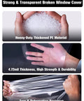 All-In-One Temporary Car Window Cover For Broken Glass 78.7 Inch By 39.4 Inch Waterproof PVC Sheet durability demonstration