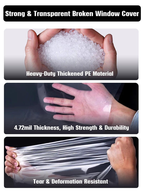 All-In-One Temporary Car Window Cover For Broken Glass 78.7 Inch By 39.4 Inch Waterproof PVC Sheet durability demonstration