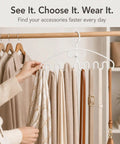 Wave Design Accessory Hangers Closet Storage Rack smooths out your daily clutter and keeps scarves belts and ties neat.