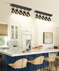 Five Light Plug In Track Lighting Kit In Black With Rotatable Heads For Living Room Bedroom Hallway And Kitchen above kitchen island
