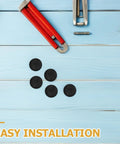 Premium Umbrella Diameter Thread Repair Kit For 6mm Frames Includes 8 Black Plastic Convex End Caps With Smooth Edges And Polished Finish Perfect For Patio Home Garden Upgrades. 8 black plastic convex end caps and tool parts on blue wood