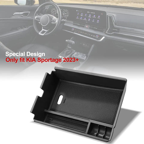 Kia Sportage Center Console Organizer Armrest Tray Insert Black For NQ5 2023 2024 2025 2026 Custom Fit Car Interior Storage Box in vehicle