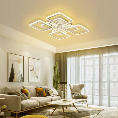 Modern living room with 100W LED Dimmable Ceiling Light With Remote And App Control 12000 Lumen Modern Ceiling Lamp 3000K To 6500K