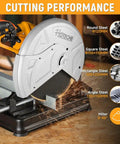 14 Inch Metal Cutting Chop Saw 2600W Heavy Duty Electric Cut Off Machine With Saw Blade cutting steel pipes