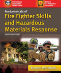 Cover of Firefighter Skills And Hazardous Materials Response Student Workbook Fourth Edition with fire scene and firefighters.