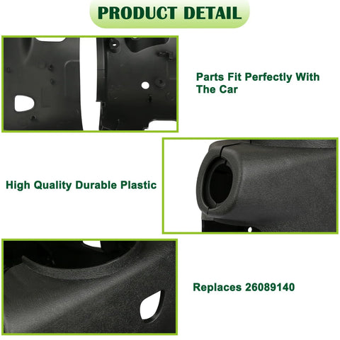 OmoZone steering column trim cover kit, black plastic, upper and lower fit for 2003–2007 GM trucks