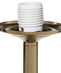 Close-up of metal socket and stem, part of Tall Metal Floor Lamp With Round Ribbed Shade For Living Room, White Contemporary Standing Lamp