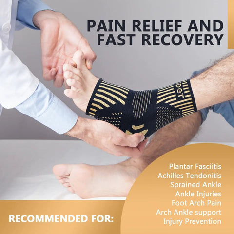 Copper Infused Ankle Brace For Men And Women Pair With Pain Relief For Plantar Fasciitis Sprained Ankle Achilles Tendon Recovery