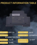 Knockout Ultra Slim Din Rail Power Supply 15W 24V Dc Converter with product specifications on display.