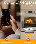 Wireless Meat Thermometer With Smart Timer And App Control For Grill, BBQ, Oven And Smoker in use with smartphone app and oven