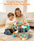 Epic 82 Piece Electric Train Set With 3D Flexible Race Track For Kids Ages 3 4 5 6 7 8 Gravity Defying Rail Building Toys With Rechargeable Trains STEM Learning Gift For Birthday, child and mother playing