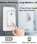 Ultra Long Range Doorbell Kit with 1300 Feet of Wireless Range, Button with Blue LED Indicator, Silver Finish