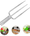 Heavy Duty Garden Fork Broad Fork For Gardening And Digging, steel tool for soil loosening, shown with gardening images.