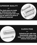 Four Pack M6 X 30mm Single Hole Clevis Pins 304 Stainless Steel Flat Head Cylindrical Pins With Head Positioning For Mechanical Linkage Beefy Heavy Duty Fixings And Ship Rigging, close-up