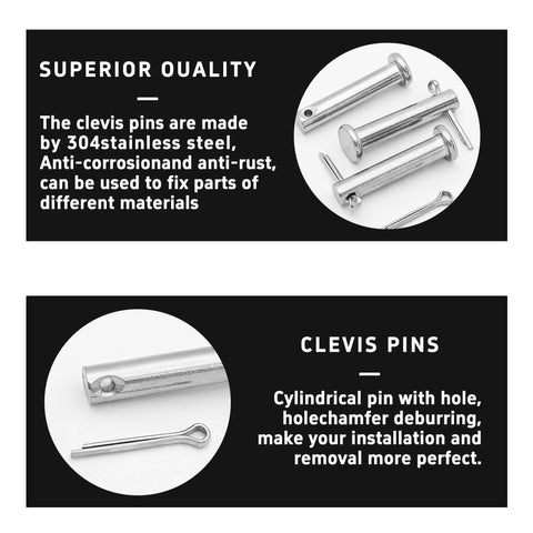 Four Pack M6 X 30mm Single Hole Clevis Pins 304 Stainless Steel Flat Head Cylindrical Pins With Head Positioning For Mechanical Linkage Beefy Heavy Duty Fixings And Ship Rigging, close-up