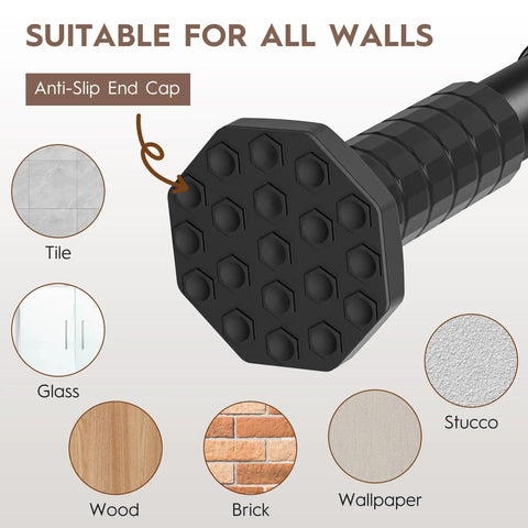 No Drill Tension Curtain Rod Set 51 To 168 Inches For Indoor Or Outdoor Use Extra Long Curtain Rod anti-slip end cap