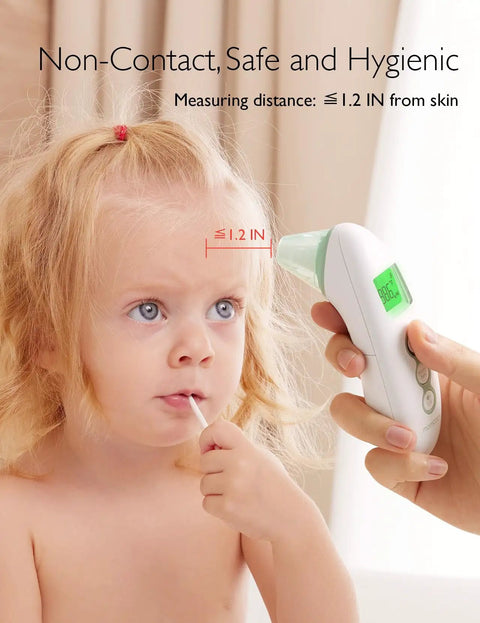 No-Touch Digital Forehead And Ear Thermometer For Adults And Kids With 0-3 Year Old Child Mode, Fast Accurate Temp Readings, Easy Readout, Safe Family Health Tool.