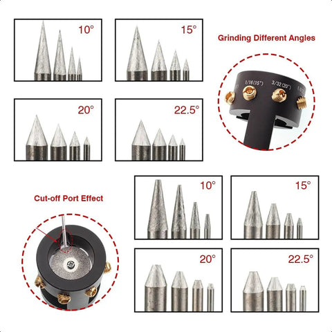 Aluminum Tungsten Electrode Sharpener Grinder With Multi Angle Settings Delivers Precise Tungsten Tips For Stable Welds 10 15 20 22.5 Degree Angles, 2 Upgrade CNC Mandrels And 4 Copper Screw Holes Built For Pro Welds multi-angle grinding disc