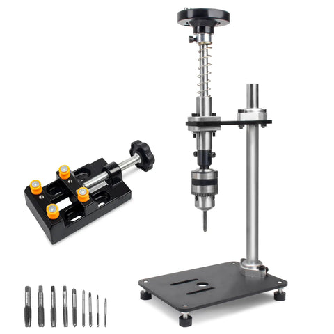 Handy Compact Desktop Manual Tapping Machine With Bench Vice Portable Vertical Tap Tool Includes Nine Taps M2.5 To M10