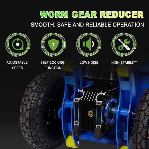 Worm gear reducer of Heavy Duty 1200W Electric Stair Climbing Hand Truck Dolly Cart showing adjustable speed and low noise features.