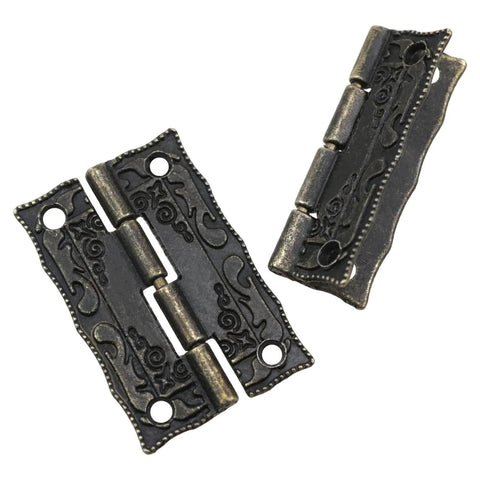 Bronze Antique Miniature Hinge Set For Craft Projects Six Pack Tiny Hinges For Decorating Retro Style Wooden Boxes Gift Boxes