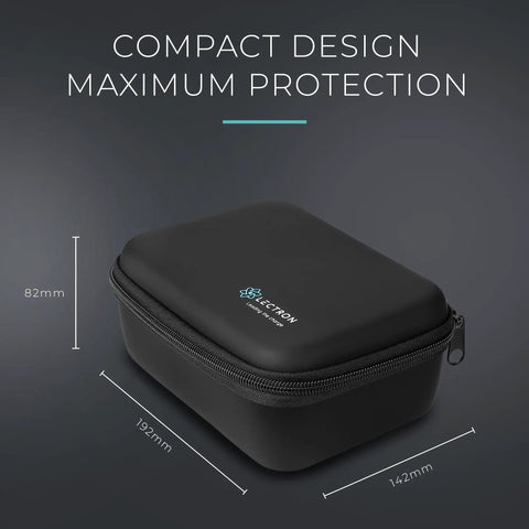 Rugged Hard Shell Zipper Case For Tesla Nacs And J1772 Ev Charger Adapters With Soft Padded Interior, compact dimensions and sleek design.