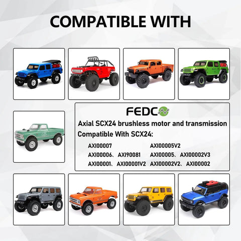 SCX24 Brushless Motor And ESC Combo With Hobbywing QUICRUN Outer1621SL compatible with various Axial SCX24 1/24 RC models.