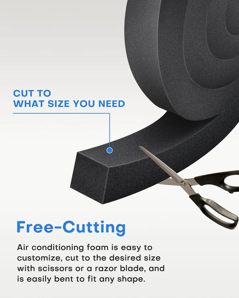 2 Pack Air Conditioner Foam Tape With Heavy Duty Adhesive to Weather Strip Window AC Units and Plug Drafts Instantly cut to size with scissors.
