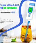 Long 4.6 Inch pH Probe Digital pH Meter For Water And Fermentation ATC Temperature Readout in kombucha jar