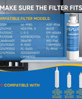 Replacement Refrigerator Water Filter 3 Pack For LG LT1000P And Kenmore 9980 with compatibility list displayed.