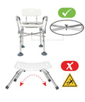 Heavy Duty Shower Chair With Arms And Back For Inside Showers, Double Reinforced Crossbar, Foam Cushion, with non-slip feet