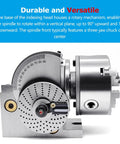 Built Tough Universal 3 Jaw Chuck Milling Indexing Head With Sweet Precision Rotary Table showing rotary mechanism and spindle design.