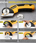 Heavy Duty Electric Box Cutter With 3000Mah Rechargeable Battery And Four Sharp Blades installation instructions with clear steps and tool details.