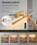 Gold Cordless Picture Lights Set Of Two Rechargeable Wall Mount Art Lamp Features Smooth Brightness Control illuminating artwork.