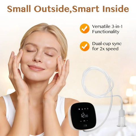 Woman using Electric Facial Cupping Set With Four Adjustable Modes And Twelve Speed Levels For Expert Lymphatic Drainage and Firm Skin Repair.