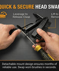 Hands demonstrating replacement of 12-Pack Replacement Wire Brush Heads For Welding Chipping Hammers with screwdriver.