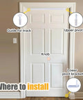Premium Bifold Closet Door Hardware Kit With Solid One Piece 36 Inch Track, installation guide for pivot pins and knob.
