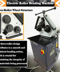 Heavy Duty Electric Roll Bender 1.1KW Three Roller Metal Bending Machine with adjustable rolls and foot pedal control.