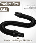 14-37-0160 Vac Hose Assembly for Older 0880-20 showing black plastic ends and rubber middle, 59.85 inches long.