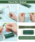 Hands demonstrating floral wiring with All In One DIY Floral Arrangement Kit With Green Wire And Floral Tape Including 26 Gauge Stem Wire